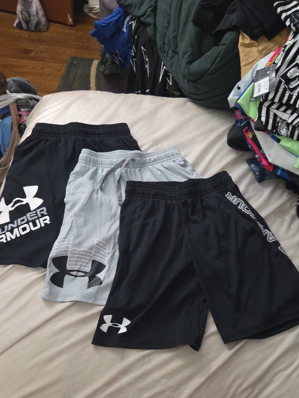Under Armour Youth Black and Gray Athletic Shorts 3-Pack - Size Small
